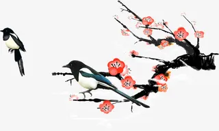 梅花主题冬天吊旗素材免抠