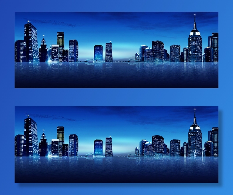 夜空城市剪影海报高清商务科技背景