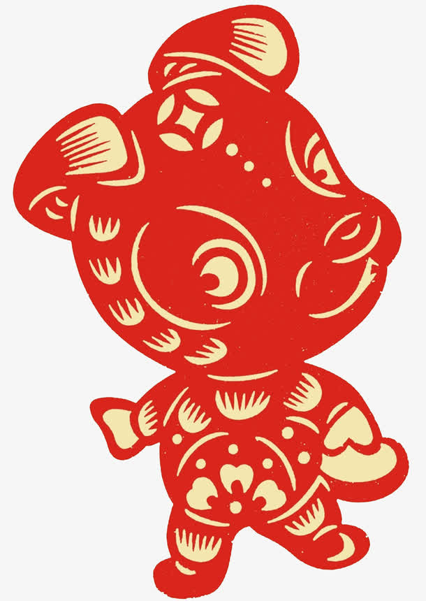 狗年剪纸插画免抠
