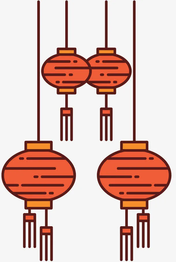 手绘装饰新年灯笼免抠