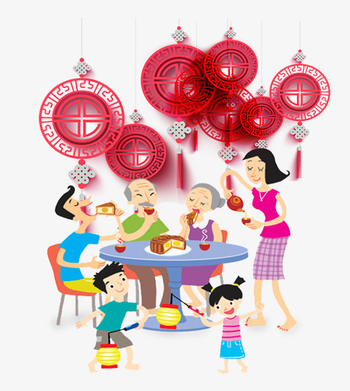 年夜饭温馨主题免抠