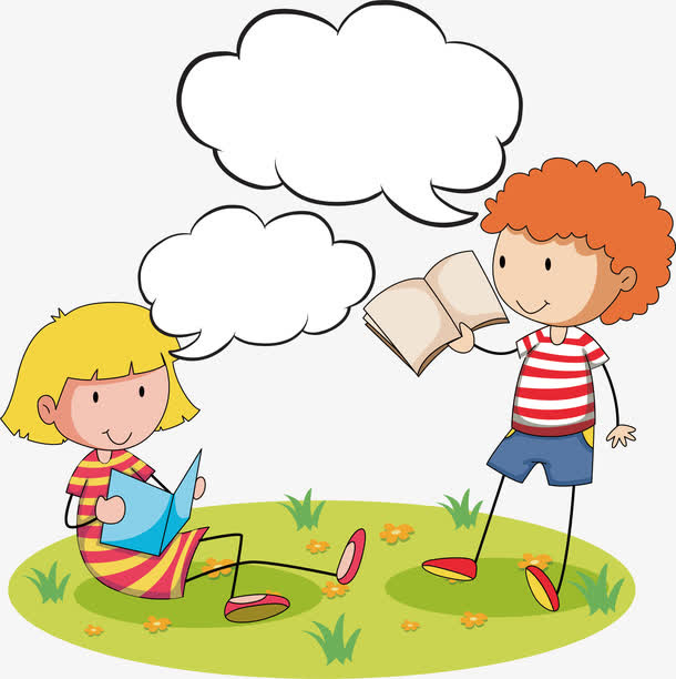 在草地上复习功课免抠