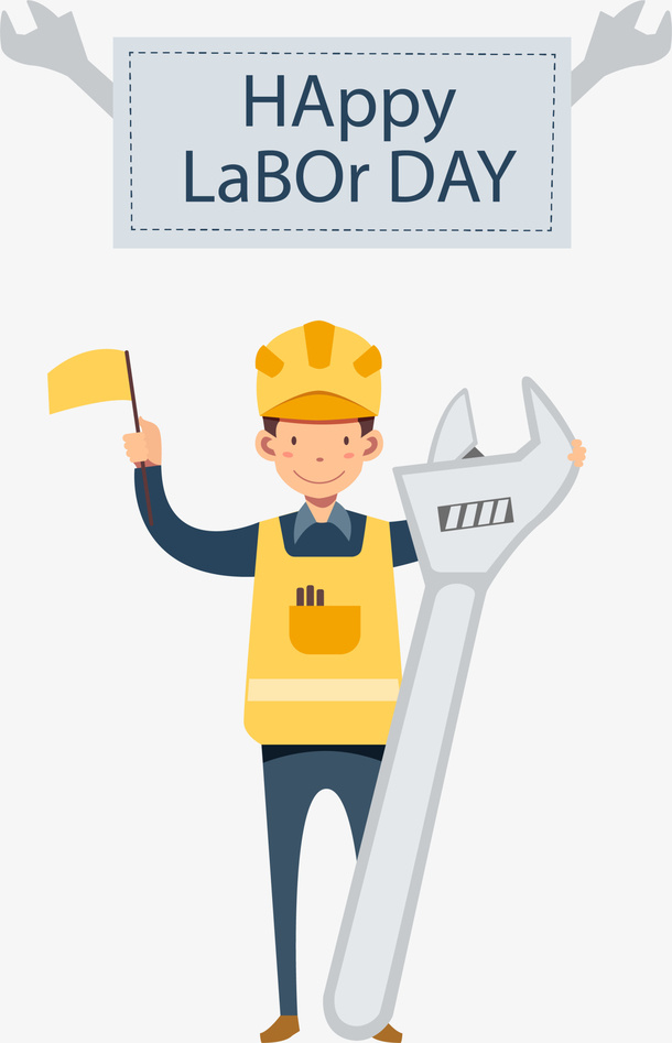 劳动节快乐开心的工人免抠