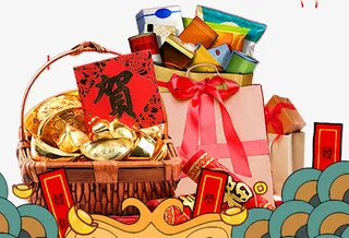 新春装饰礼物插画素材免抠