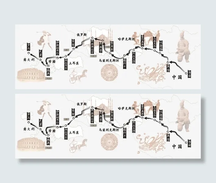 一带一路国外线路图免抠