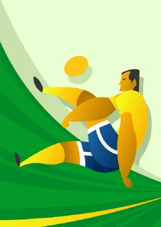 扁平手绘足球运动员矢量质感海报高清