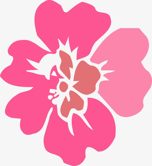 红色扁平手绘花卉纹理免抠