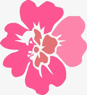 红色扁平手绘花卉纹理免抠