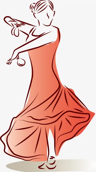 红色水彩手绘舞女免抠