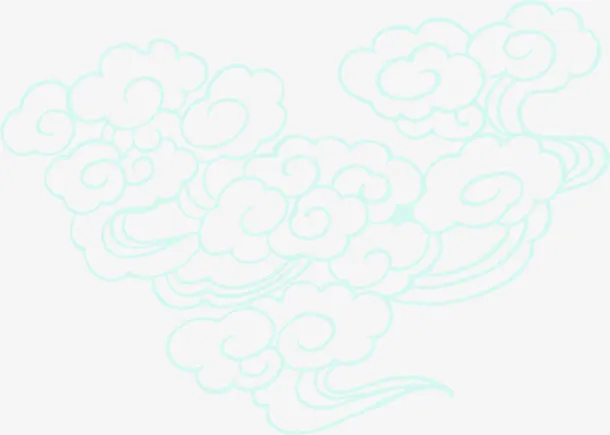 绿色祥云七夕情人节免抠