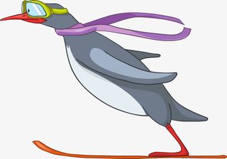 戴围巾滑雪的企鹅免抠