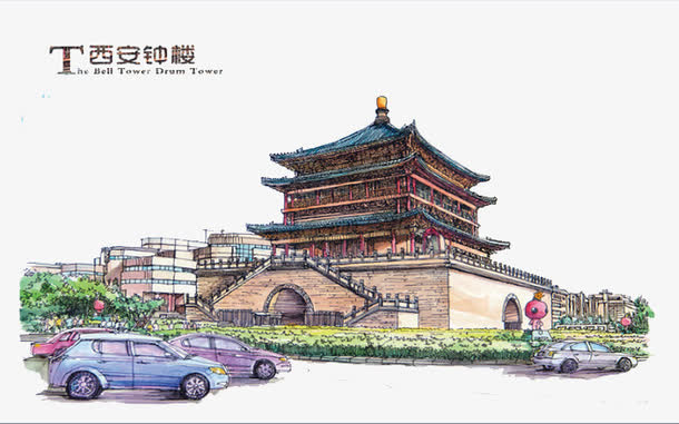 手绘建筑免抠