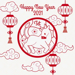 牛年牛头剪纸免抠节日元旦/春节/元宵元素