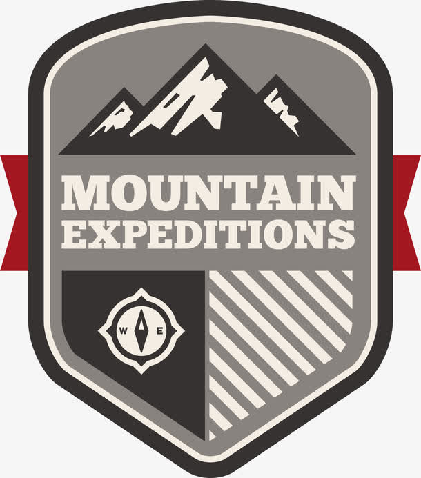 灰色山峰标签免抠