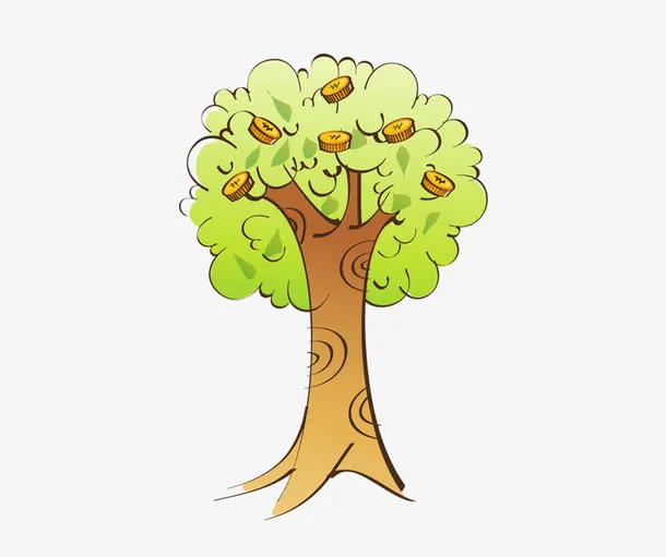 手绘绿树免抠