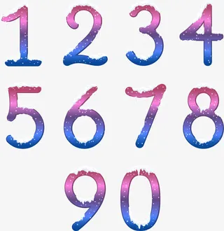 10个落上雪花的数字矢量免抠