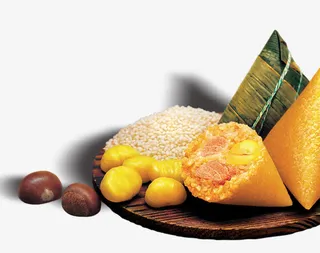 板栗肉粽糯米装饰图案免抠