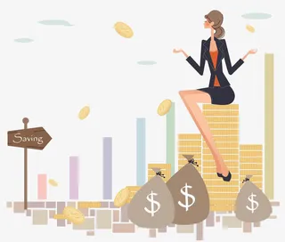 卡通数钱女人免抠