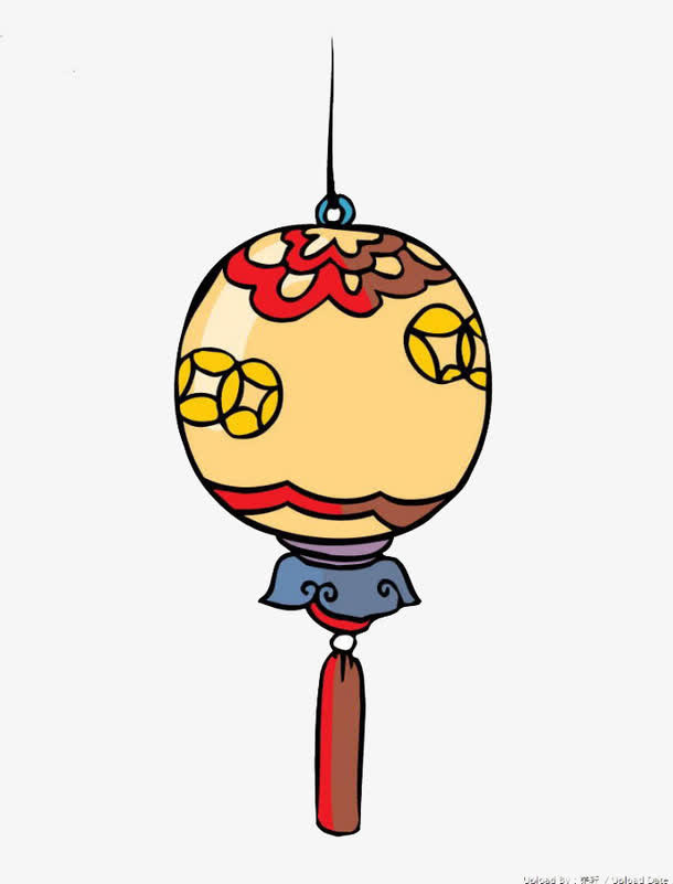 扁平过节铜钱灯笼免抠