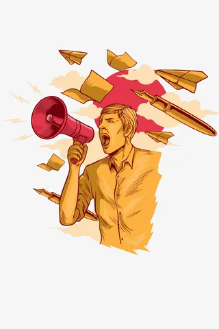 金色创意人物呐喊免抠免抠