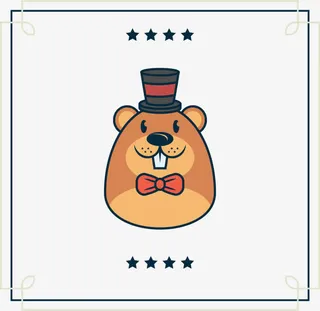 卡通土拨鼠贺卡矢量素材免抠