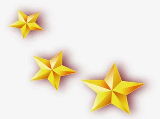 金色立体五角星党建免抠