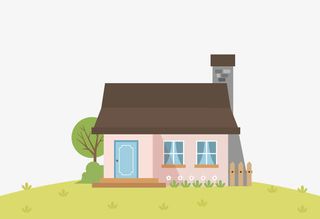 草地上的房子矢量免抠