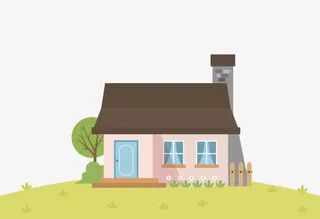 草地上的房子矢量免抠