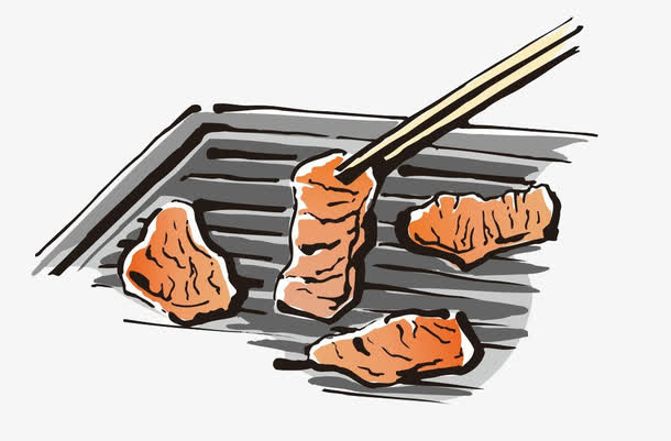 黑白画野餐食物免抠