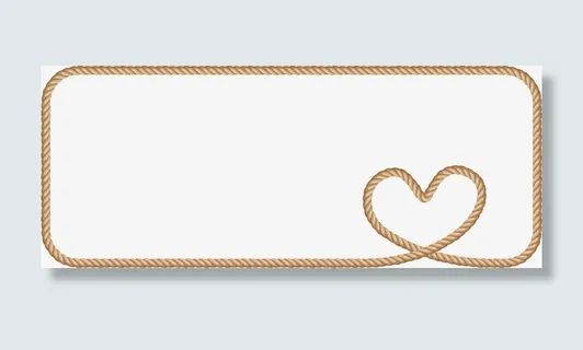 黄色绳子爱心框架免抠