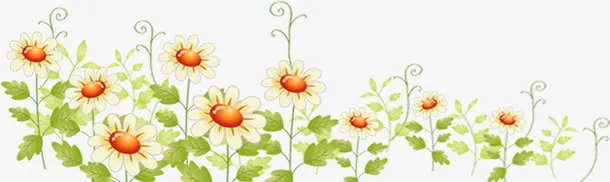 春天手绘红白色花朵免抠