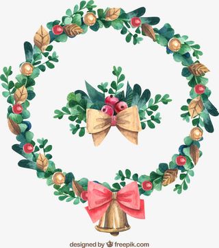 水彩花环设计免抠