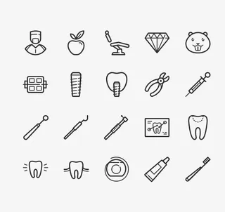 可爱UI医疗线框图标免抠