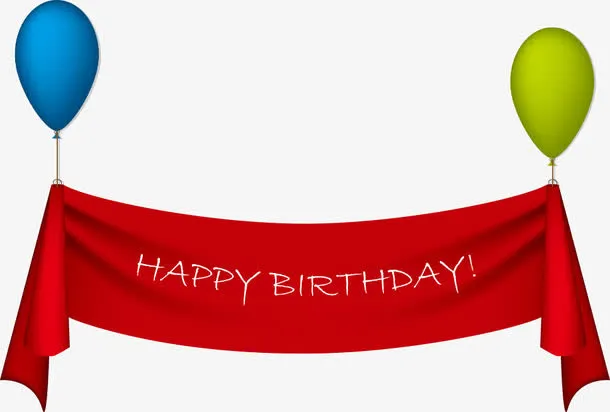 矢量气球条幅生日免抠