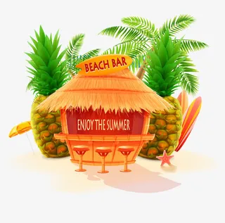 享受沙滩夏日免抠