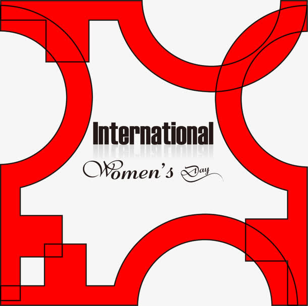 妇女节红色边框纹理免抠