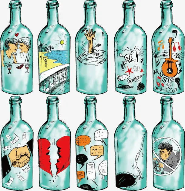 瓶子里的世界免抠