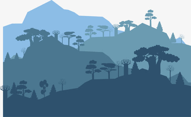 蓝色渐变层峦叠嶂的山免抠