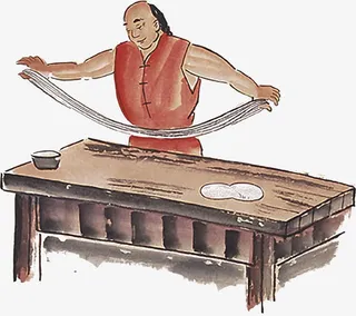 手绘拉面技术人物免抠