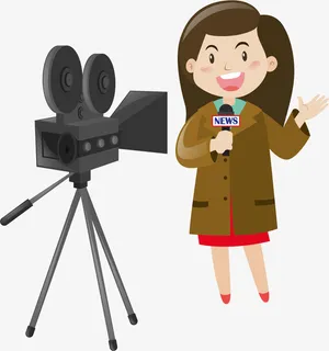 工作的记者免抠