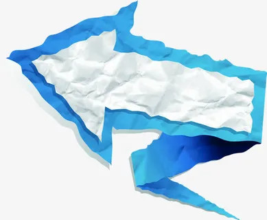 蓝色卡通箭头褶皱免抠