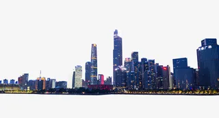 城市晚霞夜景免抠