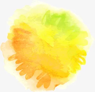 黄色水彩渲染晕染免抠