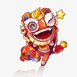 新年手绘卡通装饰海报设计舞狮表免抠