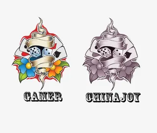 鲜花彩带大小王扑克免抠