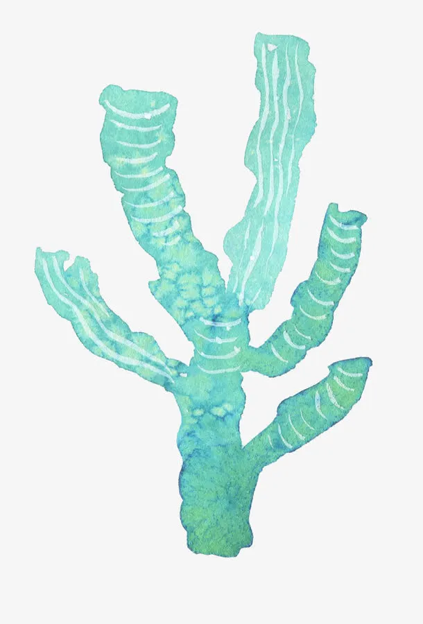 蓝绿色水草免抠