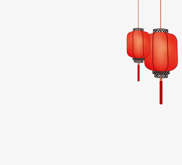 手绘卡通红色复古灯笼免抠