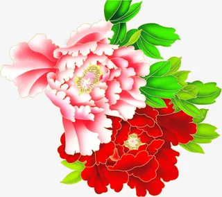 绿叶花开富贵牡丹免抠