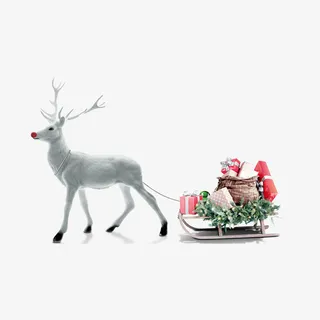 拉着礼物的白色驯鹿免抠