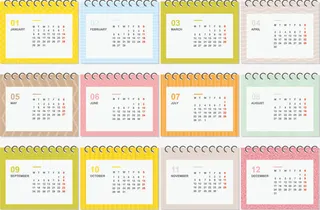 彩色可爱年台历模板免抠